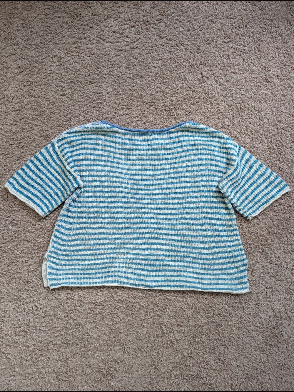 Sundance Womens Blue White Striped Journey Joy Knit Sweater Top Size Small View 2